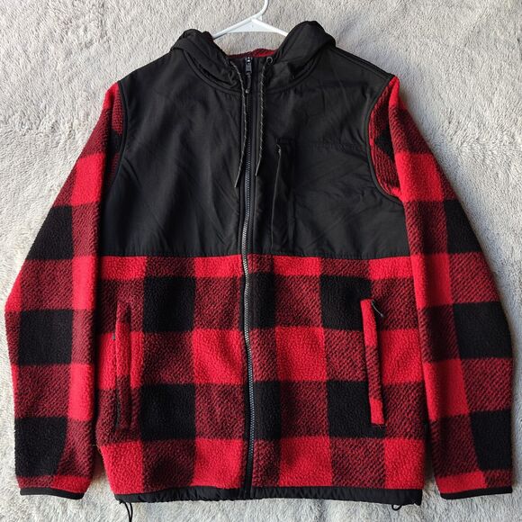 American Eagle Hooded Flannel Jacket Men's S Check Red Cabin Outdoor Lumberjack - Picture 1 of 9